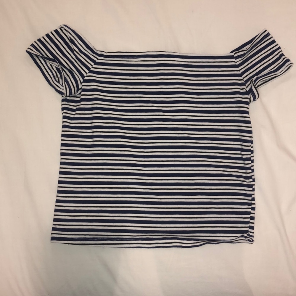 striped off the shoulder top